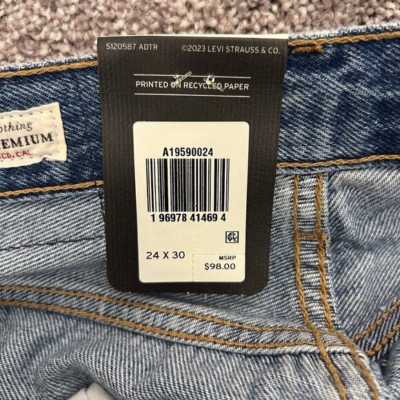 Levi's Women's 501 90s Jeans Size 24 x 30 Blue Distressed Mid Rise Loose NWT $98 - Picture 16 of 16